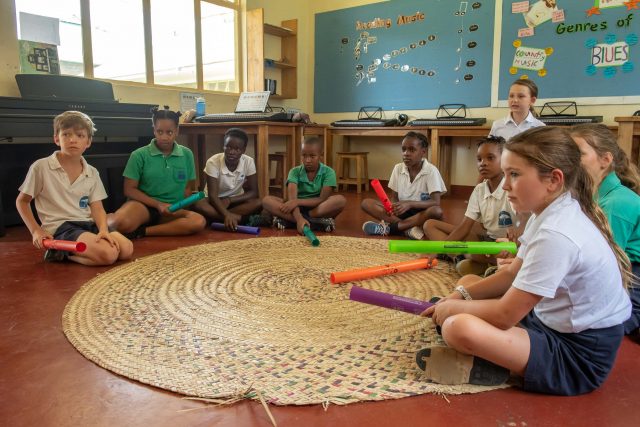 Students sitting in circle