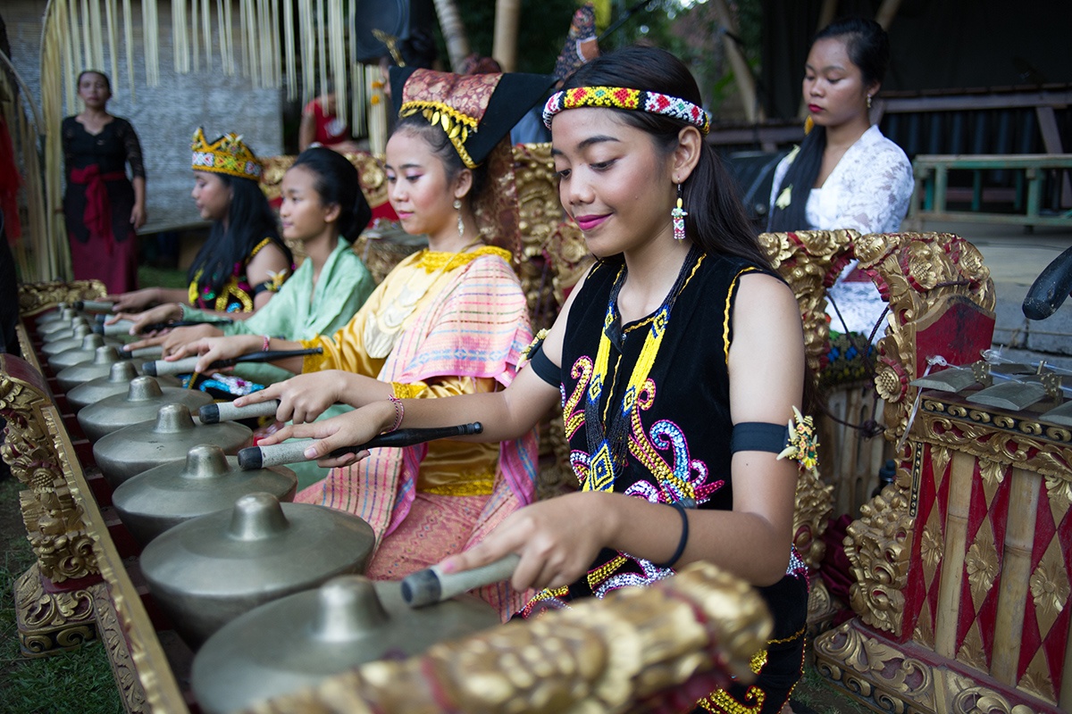 Women playing instruments in Bali