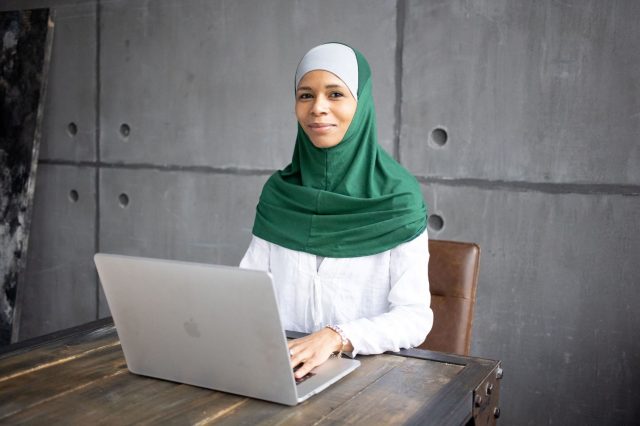 Woman with computer