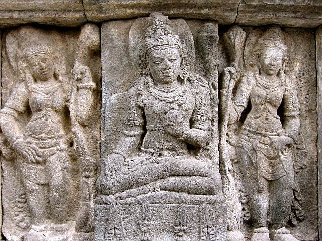 Close up of the stone carving at Prambanan Temple