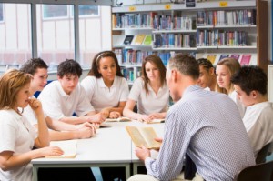 Teacher reading with students