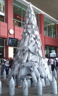 Basket Christmas tree at Phnom Penh airport