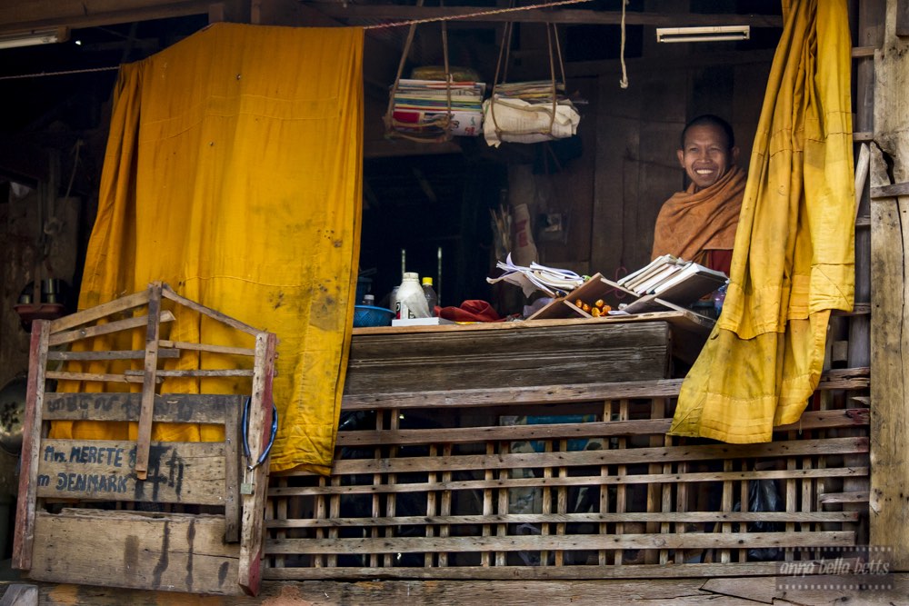 Friendly monk in a monastery